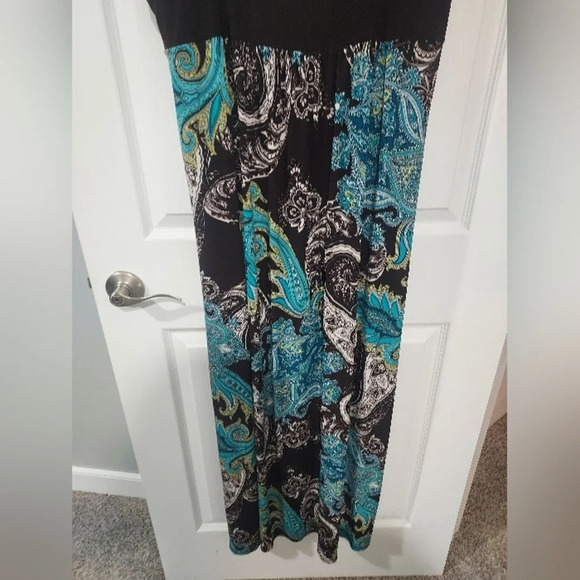 Bisou Bisou Brown, Green and Blue Paisley Print Maxi Dress in Size 20W - Picture 4 of 5